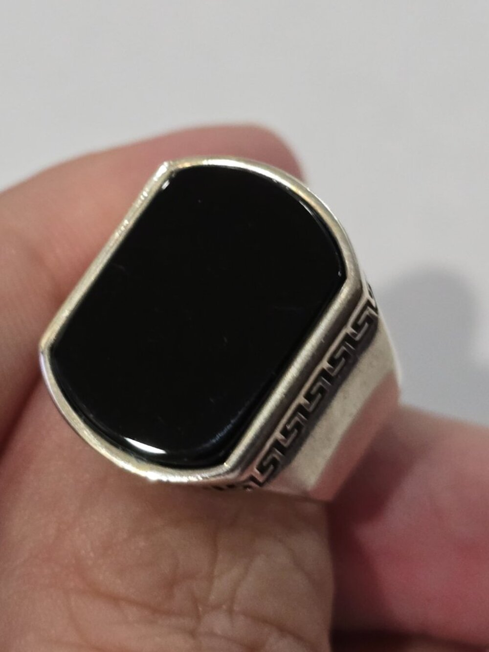 Mens Estate Sterling Silver Modernist Onyx Ring 12.1g E6437 - Picture 7 of 7